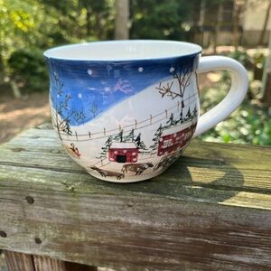 Bath & Body Works 1998 Winter Village Mug in Blue and White
